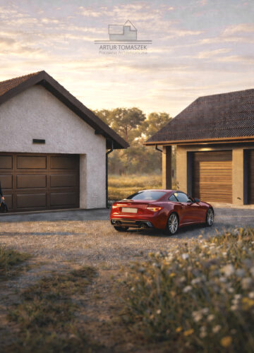 Projekt domu i budynku gospodarczego w Wilkołazie